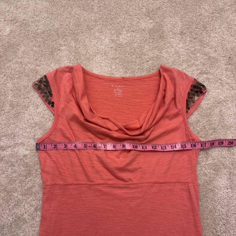 Y2K/Early 2000's Project Peach/Coral Cowl Neck Size S - Picture 4 of 4